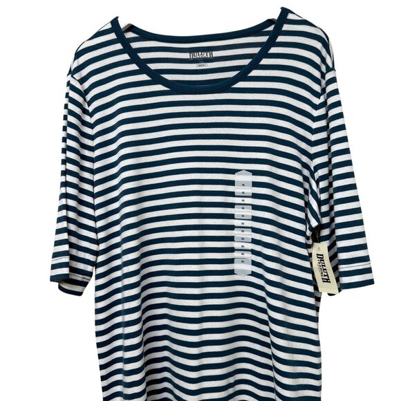 Duluth Trading Co Tops - DULUTH TRADING CO. Striped Tee XXL Teal Blue Cotton Womens Top NWT Nautical